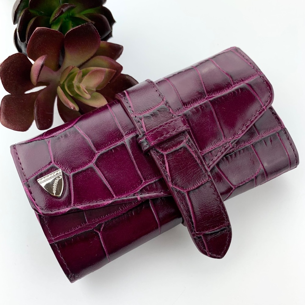 ASPINAL OF LONDON Croc Jewelry Roll Case